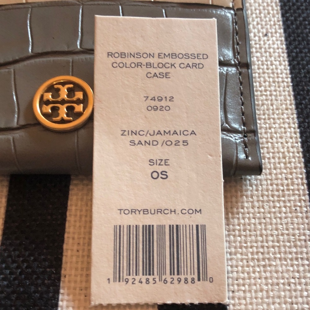 Authentic Tory Burch Gray Croc Embossed Card Holder/Gold Tory Burch Logo New/tag - Picture 11 of 11